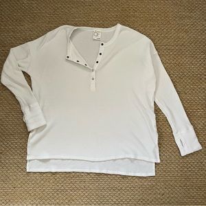 aerie white long sleeve waffle henley